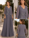 Lace Applique Grey Chiffon Two Piece Mother of the Bride Dress, SFM021