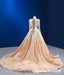 Elegant Tulle And Lace Long Sleeves Deep V-Neck Mermaid Long Wedding Dresses With Detachable Train, WD3108