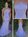 Light Purple Strapless Beaded Mermaid Prom Dress with High Slit, PD4127