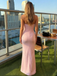 Pink Satin Strapless Bow Detail Mermaid Formal Evening Gown, PD4131