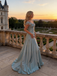 Sexy Soft Satin Cold Shoulder A-Line Floor Length Prom Dress, PD4133