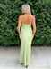 Light Green Soft Satin Slip Maxi Dress High Slit Sexy Elegant Formal Dress, PD4139