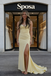 Pale Yellow Jersey Cowl Mermaid Gown High Slit Sexy Wedding Guest Dress, PD4143