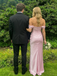 Blush Satin Off the Shoulder Mermaid Gown - Prom Dress for Graduation, PD4145