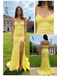 Yellow Strapless Side Slit Mermaid Ruffle Tiered Ball Gown for Prom & Formal Events, PD4154