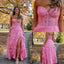 Pink Strapless Ruffled A-Line Prom Dress with High Slit - Tiered Chiffon Formal Evening Gown, PD4161