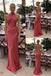 Coral Halter Backless Satin Mermaid Prom Dress - Elegant Formal Evening Gown, PD4163