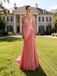 Gradient Pink Off Shoulder Pleated Floral Mermaid Prom Dress - Romantic Formal Evening Gown, PD4167