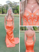 Stunning Orange Soft Satin Sweetheart Embellished Mermaid Prom Dress Corset Back Formal Gown, PD4170