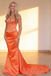 Stunning Orange Soft Satin Sweetheart Embellished Mermaid Prom Dress Corset Back Formal Gown, PD4170