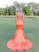 Stunning Orange Soft Satin Sweetheart Embellished Mermaid Prom Dress Corset Back Formal Gown, PD4170