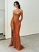 Glam Orange Sequin Off Shoulder High Slit Mermaid Prom Dress Formal Evening Gown, PD4172