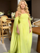 Vibrant Lime Green Off-the-Shoulder Cape Sleeve Gown for Gala & Red Carpet Events, PD4193