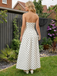 White Black Polka Dot Prom Dress Strapless A-Line Formal Gown Vintage Tea Length Party Dress for Bridal Shower, PD4212
