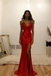 Sexy Red Soft Satin V-Neck High Slit Mermaid Maxi Formal Evening Gown for Party, PD4220