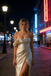 Elegant Ivory Satin One Shoulder Ruched High Slit Mermaid Prom Dress for Evening Event, PD4222
