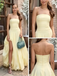 Elegant Buttery Yellow Strapless High Slit Maxi Dress Formal Gown for Prom & Bridal Event, PD4236