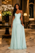 Elegant Mint Green Off Shoulder Ruched Chiffon A-Line Formal Dress, PD4255