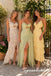 Pale Sage Chiffon Spaghetti Strap Cutout High Slit Ruffled Long Prom Dress, PD4268