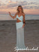 Sexy Pale Mint Chiffon Spaghetti Strap Cutout Maxi Dress Beach Formal Evening Gown, PD4270