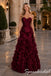 Luxe Burgundy Satin Strapless Sweetheart Formal Gown Tiered Ruffle Train, PD4277
