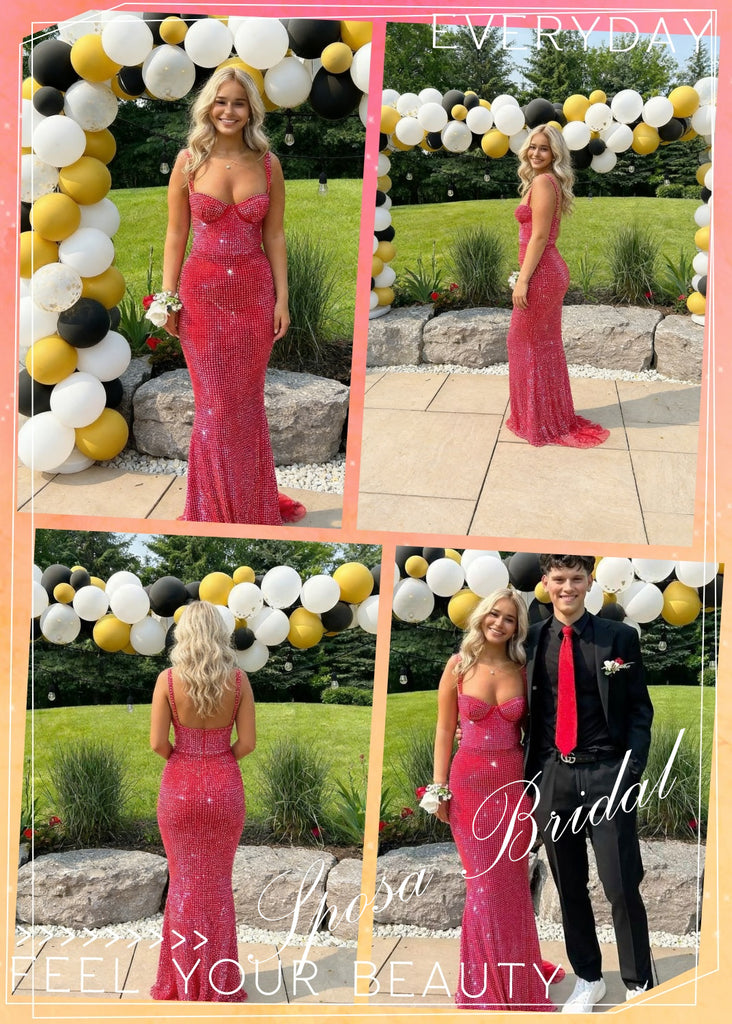 Shiny Special Fabric Spaghetti Straps Mermaid Floor Length Prom Dress, PD4092