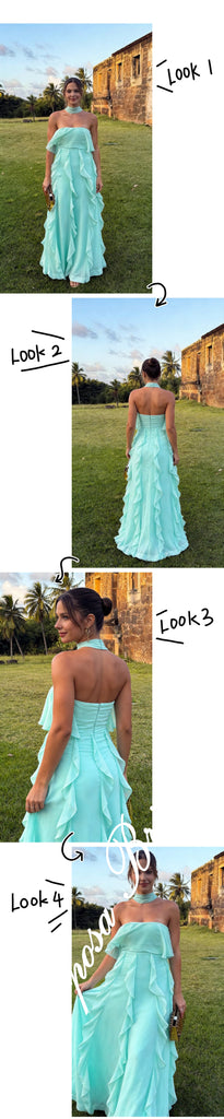 Sexy Chiffon Sweetheart Sleeveless Ruffled A-Line Floor Length Wedding Guest Dress, PD4096