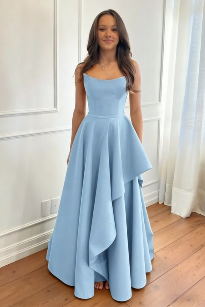 Elegant Crepe Sweetheart Sleeveless A-Line Floor Length Prom Dress, PD4108