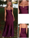 Simple Orchid Soft Satin Spaghetti Straps Mermaid Floor Length Prom Dress, PD4113
