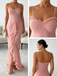 Sexy Chiffon Spaghetti Straps Ruffled Mermaid Floor Length Prom Dress With Split, PD4121