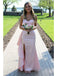 Blush Pink Satin Strapless Prom Dress with High Slit and Draped Detail, PD4122
