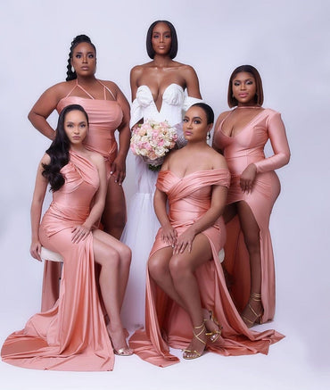 Sexy Soft Satin Mismatched Side Slit Mermaid Floor Length Bridesmaid Dress, BD3291