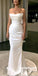 Sexy White Soft Satin Sweetheart Sleeveless Mermaid Long Prom Dresses, PD3849