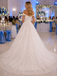 Off The Shoulder Lace Ball Gown Wedding Dress With Cathedral Train, WD3116