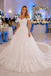 Off The Shoulder Lace Ball Gown Wedding Dress With Cathedral Train, WD3116