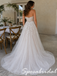 Ivory Floral Lace Strapless Sweetheart Sheer Corset Bodice Tulle A-Line Romantic Bridal Gown, WD3123