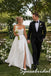 Elegant Strapless White Satin Wedding Dress With High Slit Minimalist Bridal Gown, WD3125