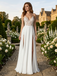 Simple White Chiffon V-Neck Wedding Dress with Double Slits, WD3112