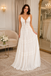 Bohemian White Lace Chiffon Wedding Dress Spaghetti Strap A-Line Boho Bridal Gown, WD3113