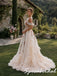 Boho 3D Floral Tulle Ruffle Off Shoulder Wedding Gown, WD3127