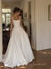 Ivory Matte Stretch Crepe Square Neck Thick Strap Corset Ball Gown Wedding Dress With Train,WD3135