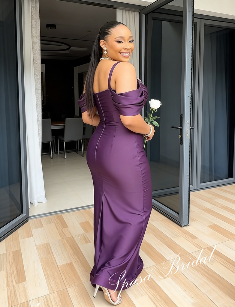 Sexy Satin Soft Satin Sleeveless Floor-Length Mermaid Maxi Mermaid Bridesmaid Dresses, BD3442