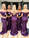 Sexy Soft Satin Off Shoulder Sleeveless Floor-Length Mermaid Maxi Bridesmaid Dresses, BD3443