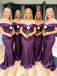 Sexy Soft Satin Off Shoulder Sleeveless Floor-Length Mermaid Maxi Bridesmaid Dresses, BD3443
