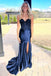 Elegant Soft Satin Sweetheart Sleeveless Side Slit Mermaid Prom Dress With Lace Appliques, PD4072