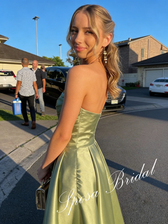 Sexy Soft Satin Sweetheart Ruched A-Line Floor Length Prom Dress, PD4091