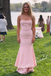 Sweet Crepe Spaghetti Straps Mermaid Floor Length Prom Dress, PD4094