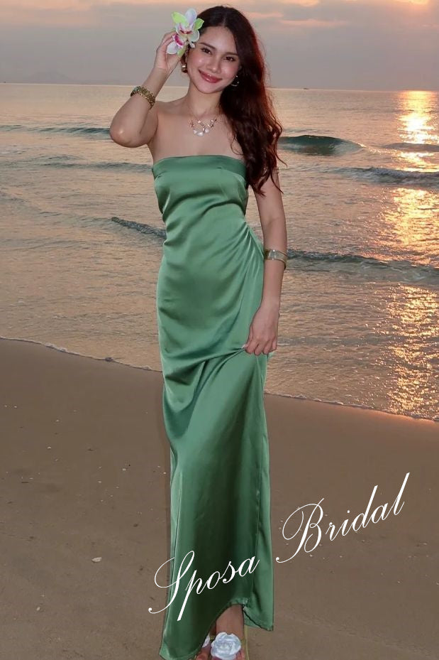 Simple Soft Satin Sweetheart Sleeveless Mermaid Maxi Prom Dress, PD4097