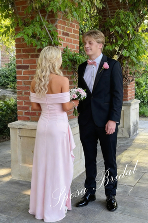 Sexy Crepe Off Shoulder Sleeveless Ruffles Side Slit Mermaid Maxi Prom Dress, PD4098