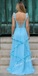 Sexy Chiffon Spaghetti Straps Sleeveless Lace Up Back Ruffled A-Line Floor Length Prom Dress, PD4103